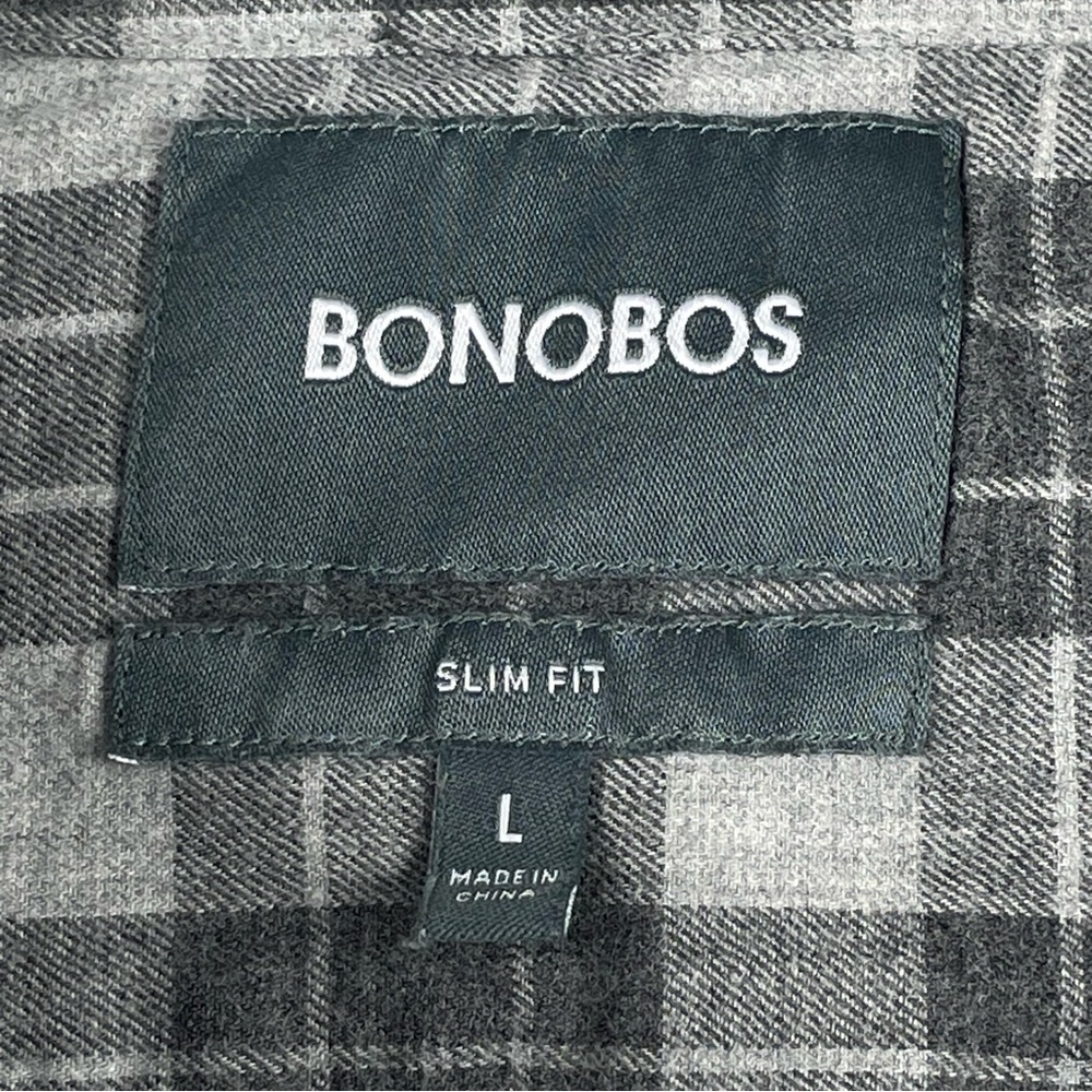 Men’s Bonobos Multi-Tone Grey Plaid 100%‎ Cotton Long Sleeve Slim Fit Large 0264 - Picture 5 of 6